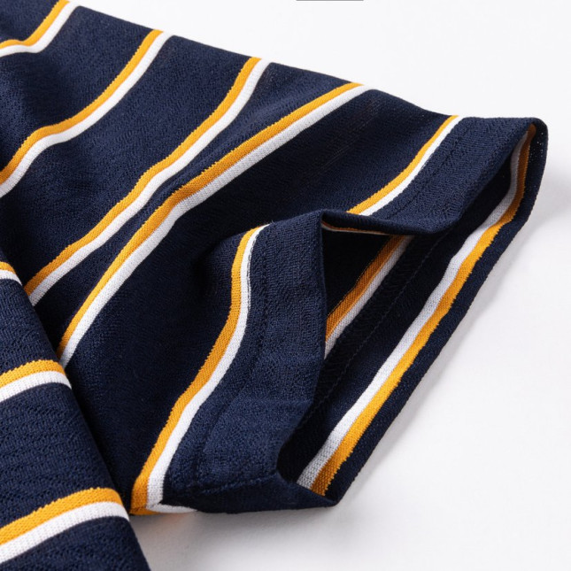 Pierre Cardin Men's Yellow Striped Cotton-Poly Stretch Polo P73113071A30